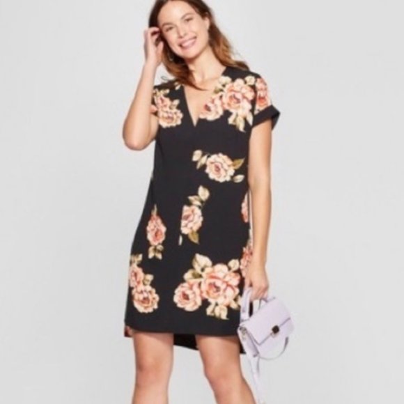 ⭐️ Floral V Neck Straight Boho Peasant High Low Dress - Picture 1 of 4